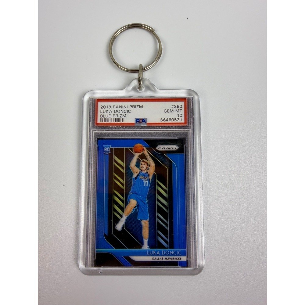 Luka Doncic 2018 Panini Prizm Blue Prizm #280 PSA 10 Rookie Card Keychain NBA